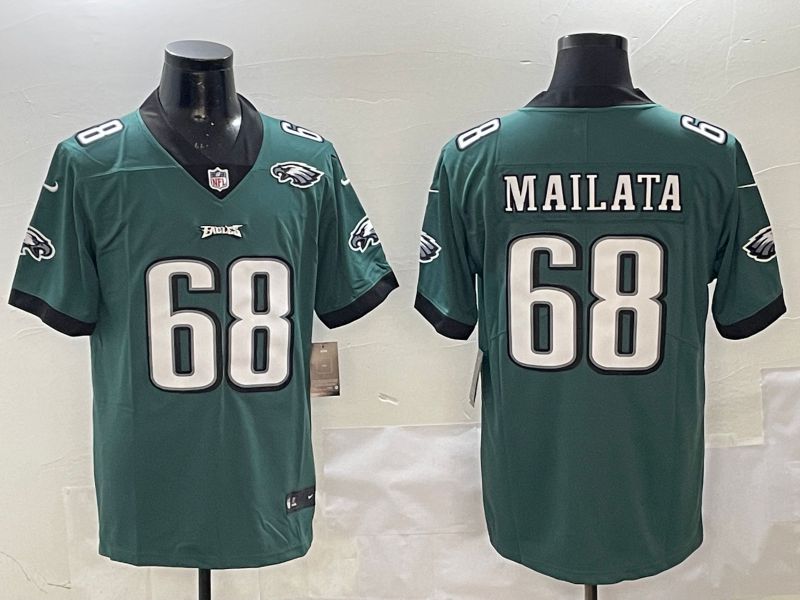 Men Philadelphia Eagles #68 Mailata Green Second generations 2025 Nike Vapor Limited NFL Jersey style 5->los angeles dodgers->MLB Jersey